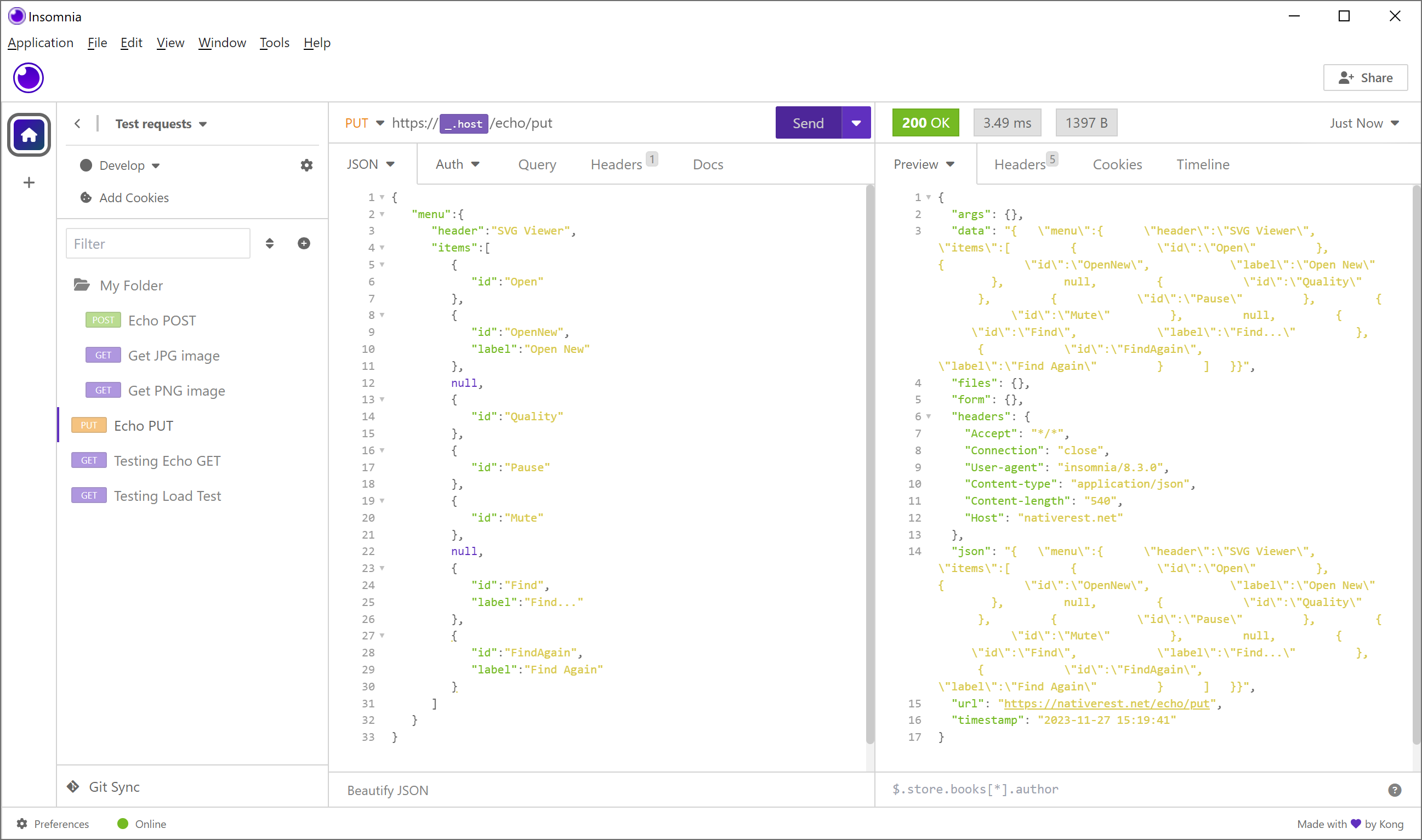 Insomnia is cross platform Postman alternative