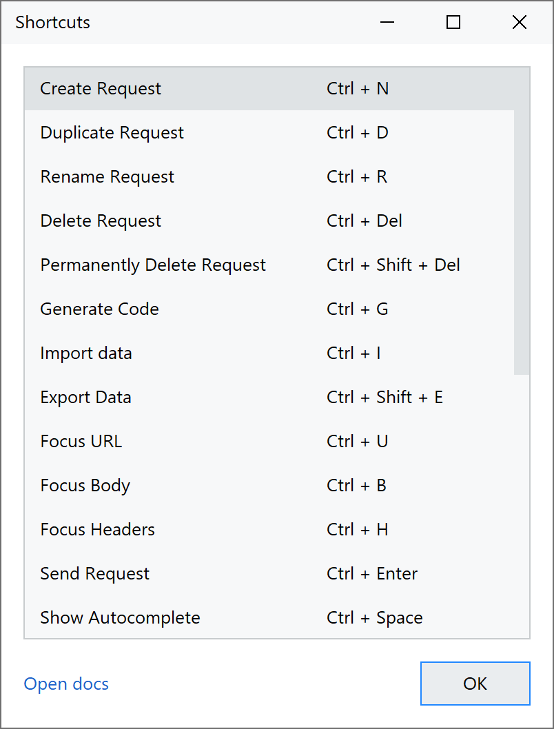 NativeRest shortcuts