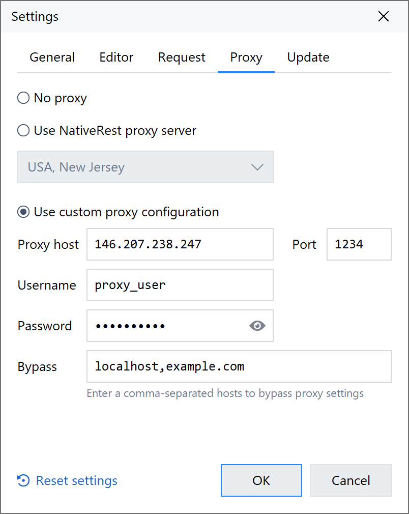 NativeRest proxy settings