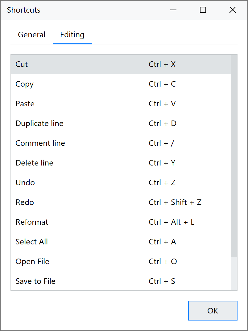 NativeRest editing shortcuts