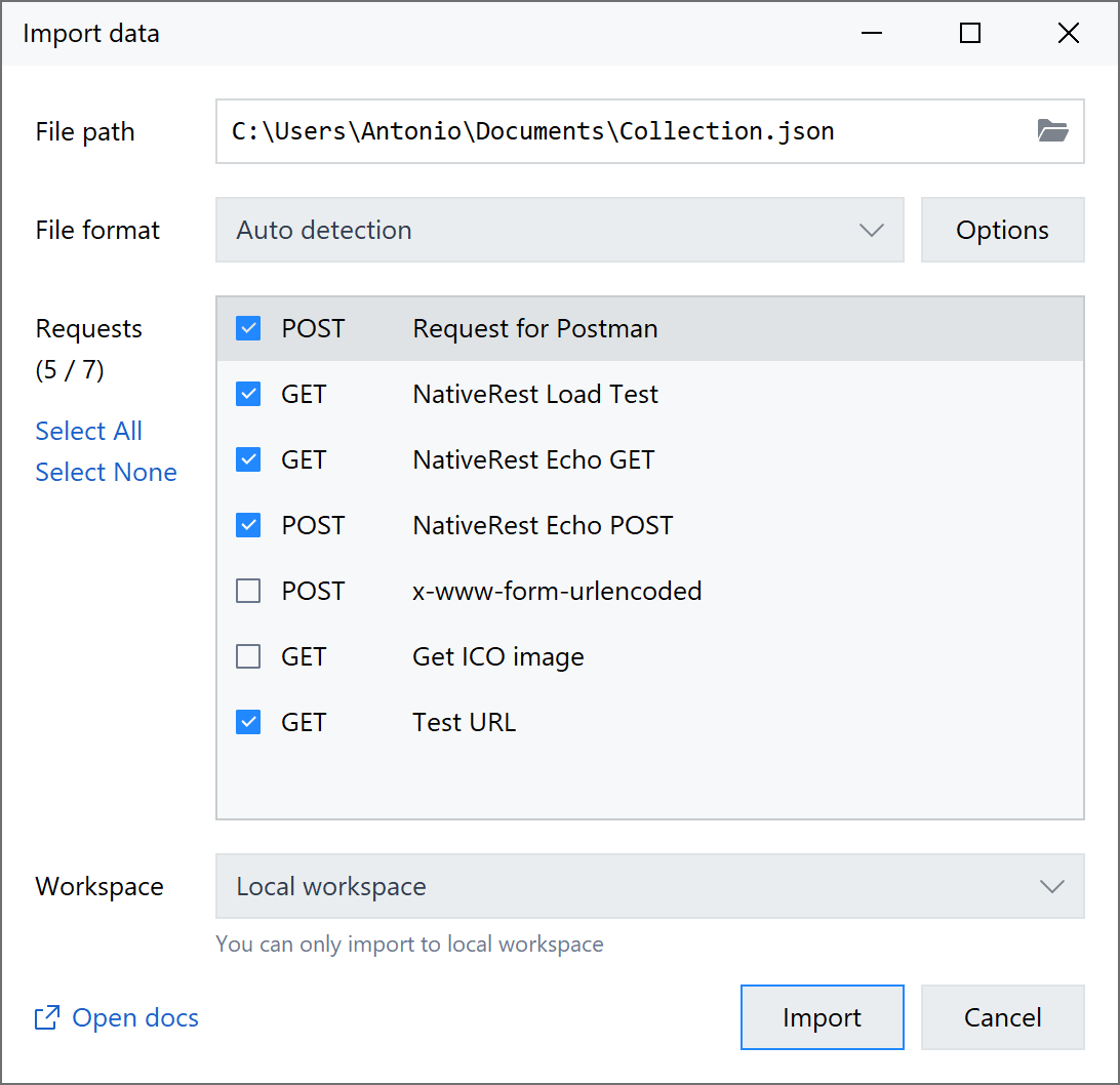 NativeRest import data