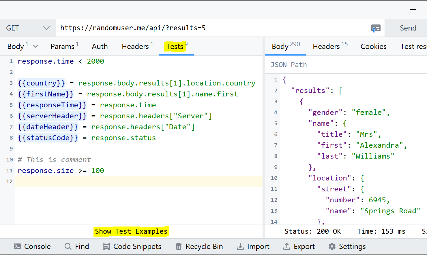 NativeRest set variable from a response