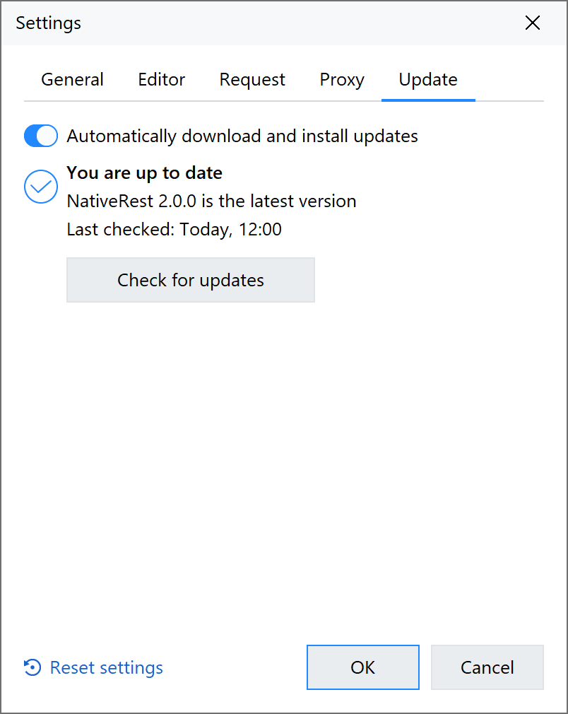 Update Settings NativeRest